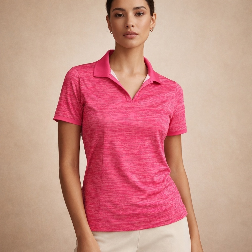 adidas Women's Hot Pink Heathered Polo
